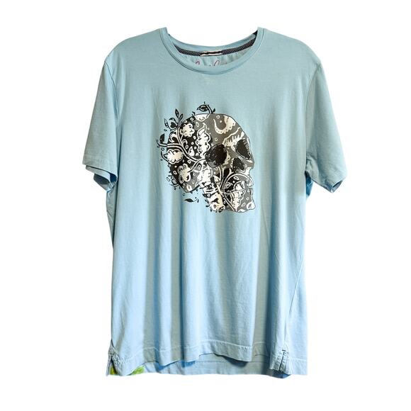 Robert Graham Bed of Skulls Graphic T-Shirt Men’s Size XL Light Blue - Picture 1 of 10